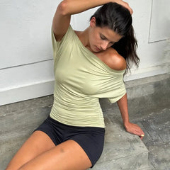 Asymmetrical One Shoulder Short Sleeve Top