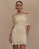 Lucy Off Shoulder Mini Mesh Dress