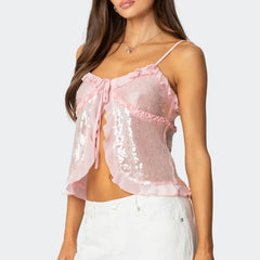 Sequin Ruffles Cami Top