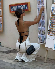 Seona Lace Up Halter Dress