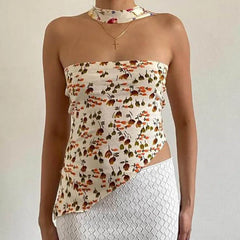 Floral Print Bandeau Scarf Top