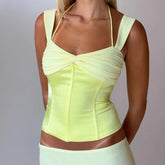 Satin Two Tone Wide Strap Top