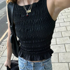 Polka Dot Ruched Tank Top