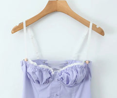 Ruffle Trim Button Cami Mini Dress