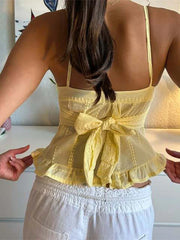 Yellow Tie Up Cami Crop Top