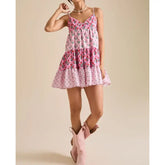 Pink Printed Patchwork Cami Mini Dress