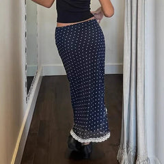 Polka Dot Lace Maxi Skirt