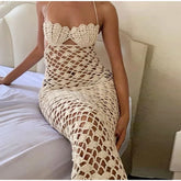 Summer Crochet Lace Up Halter Beach Robe