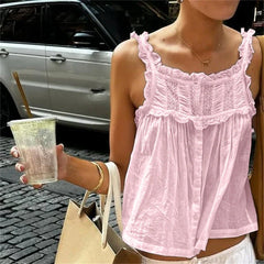 Lace Ruffle Trim Tank Top