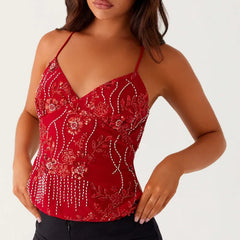 Sequin V-Neck Cami Top �Shiny & Stylish Fit