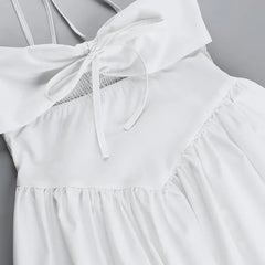 Tie Up Cut Out White Flare Mini Dress