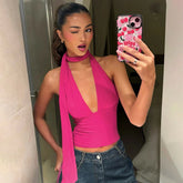 Pink Halter Drape Top