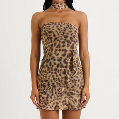 Leopard Print Tube Mini Dress