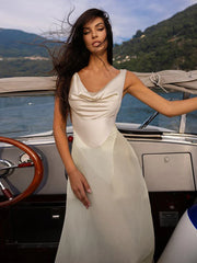 Maxi Sheer Bodysuit Cowl Neck Dress