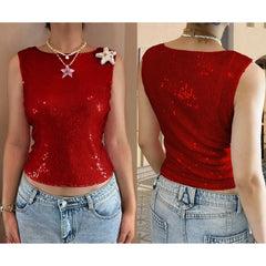 Sequin Pearl Starfish Tank Top