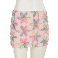 Sequins Flower Rainbow Mini Skirt