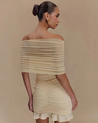 Lucy Off Shoulder Mini Mesh Dress