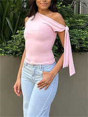 Off-Shoulder Tie-Up Top - Regular Fit