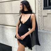 V-neck Cami Scarf Mini Dress