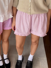 Elastic Waist Striped Plaid Print Shorts - Casual Knit