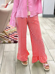 Plaid Ruffles Pants