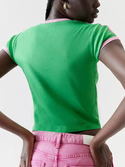 Sunday Club Two Tone Graphic Crop Top - Casual Regular Fit