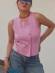 Blooming Pink Knitted Vest Top