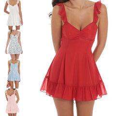 Floral Print Ruffle Strap Mini Dress - Summer Statement