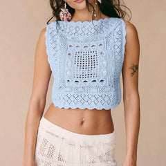 Knit Embroidered Square Top