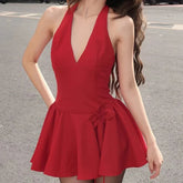 Red Mini Halter Dress