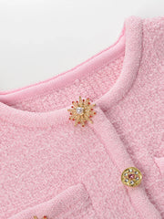 Knit Brooch Short Sleeve Top And Mini Skirt