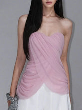 Mesh Drape Strapless Top
