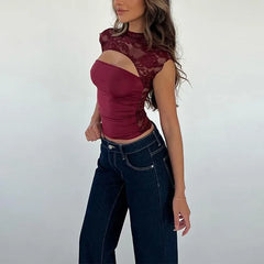 Back Lace Cut Out Top