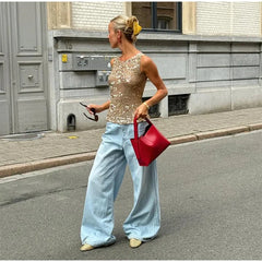 Gold Sequin Knitted Top