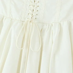 White Solid Flare Bustier Mini Dress - A-Line Fit