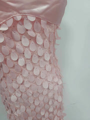 Strapless Sequins Beaded Midi Dress - A-Line Fit