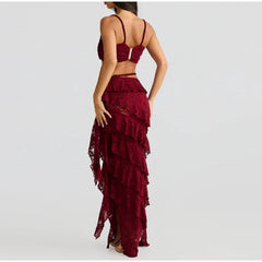 Knitted Twist Bralette And Maxi Skirt Set