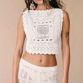 Knit Embroidered Square Top