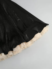 Satin Tulle Frill Strap Mini Dress