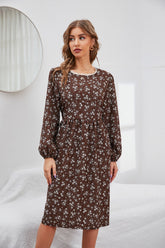 Floral High Waist A Line Dress