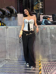 White Corset Tie Top