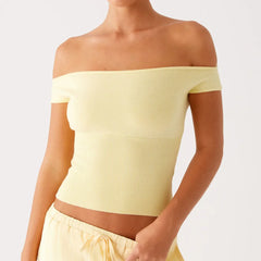 Solid Cropped Off-Shoulder Top