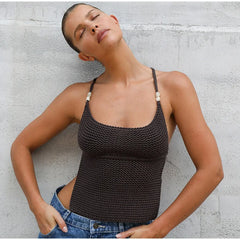 Knit Beaded Strap Top