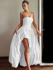 Strapless Puffed Maxi Dress