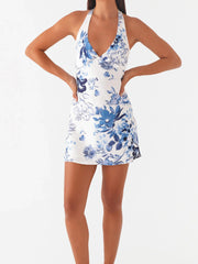 Printed Halter Neck Mini Dress