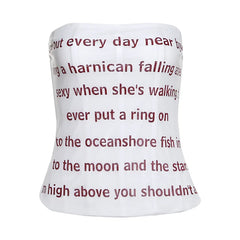 Letter Printed Mesh Tube Top - Backless Streetwear Tank