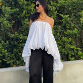 Strapless Elastic Puff Top