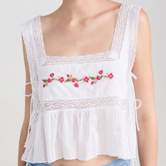 Lace Trim Tie Side Tank Top