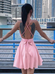 Satin Backless Party Night Club Wrap Mini Dress