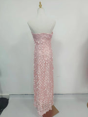 Strapless Sequins Beaded Midi Dress - A-Line Fit